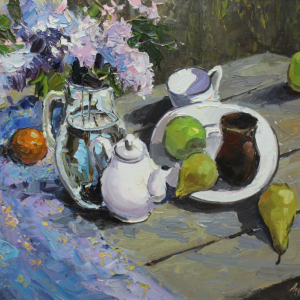 Н.Л. Андреев. Утренняя сирень. 2015 г. Холст, масло, 69х80. Мемориальный комплекс Славы им. А.А. Кадырова