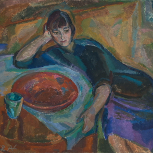 Н.И. Андронов (1929-1998). За круглым столом. Портрет Н. Егоршиной. 1962. Холст, масло. 105x120. ГТГ