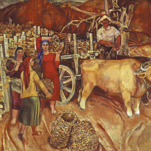 Ш.Е. Бедоев (1940-2026). Сбор винограда. 1972. Холст, масло, 200х250 см. Собственность семьи автора