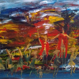 Ю.С.Устинов (1954-2026). Эскиз декорации к опере «Риэнци» Р.Вагнера. Саратовский театр оперы и балета. 2013. Холст, темпера, 60х90. Собственность семьи автора