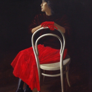 Ю.А.Воронов.Портрет жены художника. 1987. Холст, масло. 120 х 95.ВОКГ