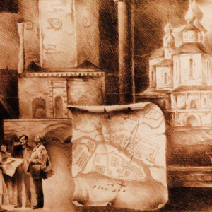 Г.В.Есаулов. Старочеркасск. Из серии «Реставрация». 1983. Бумага, цветной карандаш. 50х80. Собственность автора
