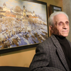 К 95-летию А.П.Ткачева.  27.09.2013. А.П.Ткачев на открытии выставки «Традиции школы». К 40-летию творческой мастерской живописи под руководством Алексея и Сергея Ткачевых. Москва.