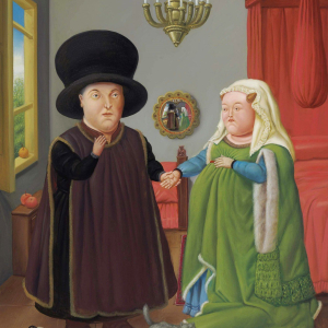 Ф. Ботеро Ангуло (1932-2023). Чета Арнольфини (по ван Эйку). 1997. Частное собрание