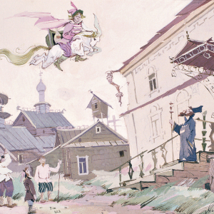 П.П. Козорезенко. Иллюстрация к сказке «Конёк-горбунок» П.П. Ершова. 1980. Бумага, смешанная техника. 20х29. Собственность автора