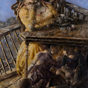 Л.И. Наумова. «Дети под столом». 2013 г. Холст, масло. 120Х100. Собственность семьи автора.