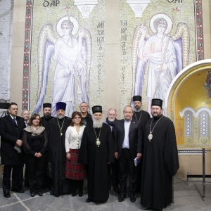 Визит Святейшего Патриарха Сербского Иринея в Российскую академию художеств и мозаичную мастерскую.