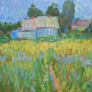 В. П.Севостьянов. Алферово. Васильковая тропинка. 2005. Картон, масло. Частное собрание.