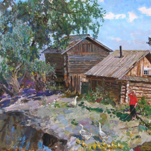 В.А.Сафронов. «На вечерних покосах». 2013г., Двп, масло, 140х122. Собственность автора.