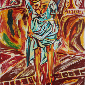 М.В. Глухов (Макс Глухов). «Девушка поправляющая туфлю». 2014г., холст, масло, 200х160. Собственность автора.