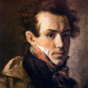 О.А Кипренский (1782-1836). Автопортрет (с розовым шейным платком). 1809.Х., м. 41х35.7. ГРМ