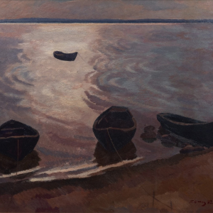 П.П. Оссовский (1925 – 2015). Лодки. 1972. Оргалит, масло. 71х79. Собрание семьи автора