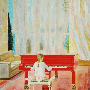 Ю.С. Павлов. Красный рояль. (Инфанта). 2000. Холст, масло. 160х140. Собственность семьи художника