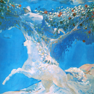 Ш.Е. Бедоев (1940-2026). Осетинская сказка. 1988. Холст,масло, 170х140 см. Собственность семьи автора
