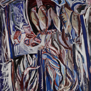 М.В. Глухов (Макс Глухов). «Рыбный рынок. Зима». 2015г., холст, масло, 220х190. Собственность автора.