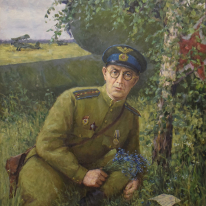 С.В.Борисов. Между боями. Мой дед Гвардии инженер-капитан Чурин Федор Федорович. 2020. х.м. 120х100. Собственность автора