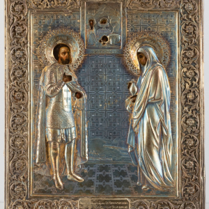 2.	Икона «Александр Невский и Мария Магдалина», в окладе. Оклад: 1873 год. В. Сафронов, Санкт-Петербург. Частное собрание. Фото: О. Скрипейчук