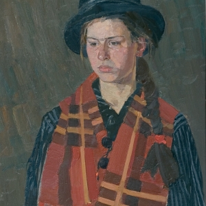 К 75-летию Николая Ивановича Боровского. Юность. Катя. 1987. Дерево, масло. 69х54