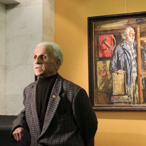 К 95-летию А.П.Ткачева.  27.09.2013. А.П.Ткачев на открытии выставки «Традиции школы». К 40-летию творческой мастерской живописи под руководством Алексея и Сергея Ткачевых. Москва.