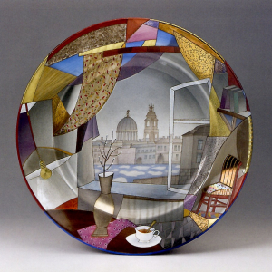 Т.В. Афанасьева (автор росписи). Тарелка «Вербное воскресенье». 2008 г. Фарфор, роспись надглазурная полихромная, позолота, цировка. Из каталога «Фонд Наследие. Новые поступления за 2014–2018 годы», 2019.