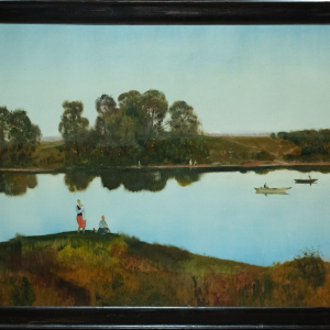 А.А. Мыльников (1919-2012). На берегу реки. 1990-е гг. Оргалит, масло. 83х123. Собрание семьи автора