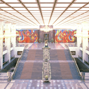 З.К.Церетели. Центральная лестница Музея Победы на Поклонной горе. Фото из книги «Этот день Победы» 1996 г.