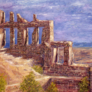 Б.З. Шалумов. Дербент. Руины цитадели Нарин-Кала. 2002г., холст, масло, 60х70. Собственность автора.