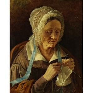 И.Ф.Хруцкий (1810-1885). Старуха, вяжущая чулок. 1838. Холст,масло, 55,5×43,3 см. Государственная Третьяковская галерея, Москва