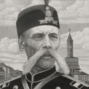 В.Ю. Желваков. Серия «История милиции – история страны». «Российская полиция. Сухаревка». 2009-2012. Бумага, карандаш. Собственность автора