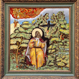 В.А. Чаусов. Святой Илья Пророк. 2026. Горячая эмаль, сталь. 67×64. Собственность автора.