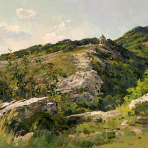 И.В.Лапин (1960-2025). Беседка - Эолова арфа. Х.,м. 30х40. 2003г. Собственность семьи автора