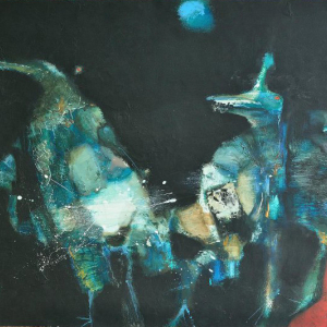 М.Г. Старостин (1959-2026). Ночные птицы. 2007 г. Бумага, смешанная техника. 54,2х78,7. Национальный художественный музей Республики Саха