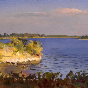 И.В.Лапин (1960-2025). Ахтуба. Вечереет. 1988г. К.,м. 24,5х39. Собственность автора
