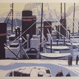 Г.Ф.Ефимочкин. Порт. 1969. Цветная линогравюра. Белгородский художественный музей.