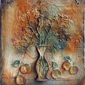 И. Помелова Пижма. 2009. Шамот, роспись, 55х51см