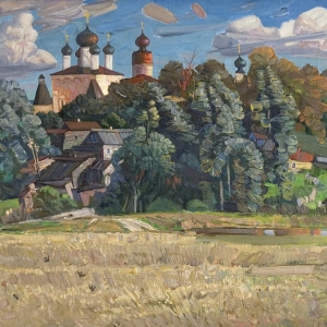 К 75-летию Николая Ивановича Боровского. Вид на Борисоглебский монастырь. 2001. Холст, масло. 99х180