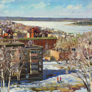 Н.Л. Андреев. Из мастерской. Любимые Чебоксары. 2015 г. Холст, масло. 60х90. Чувашский государственный художественный музей
