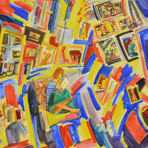 В.С. Бухаров.  Вечер. Из цикла «Мастерская», 2007. Бумага, акварель. 61х86. Курганский областной художественный музей им. Г.А. Травникова